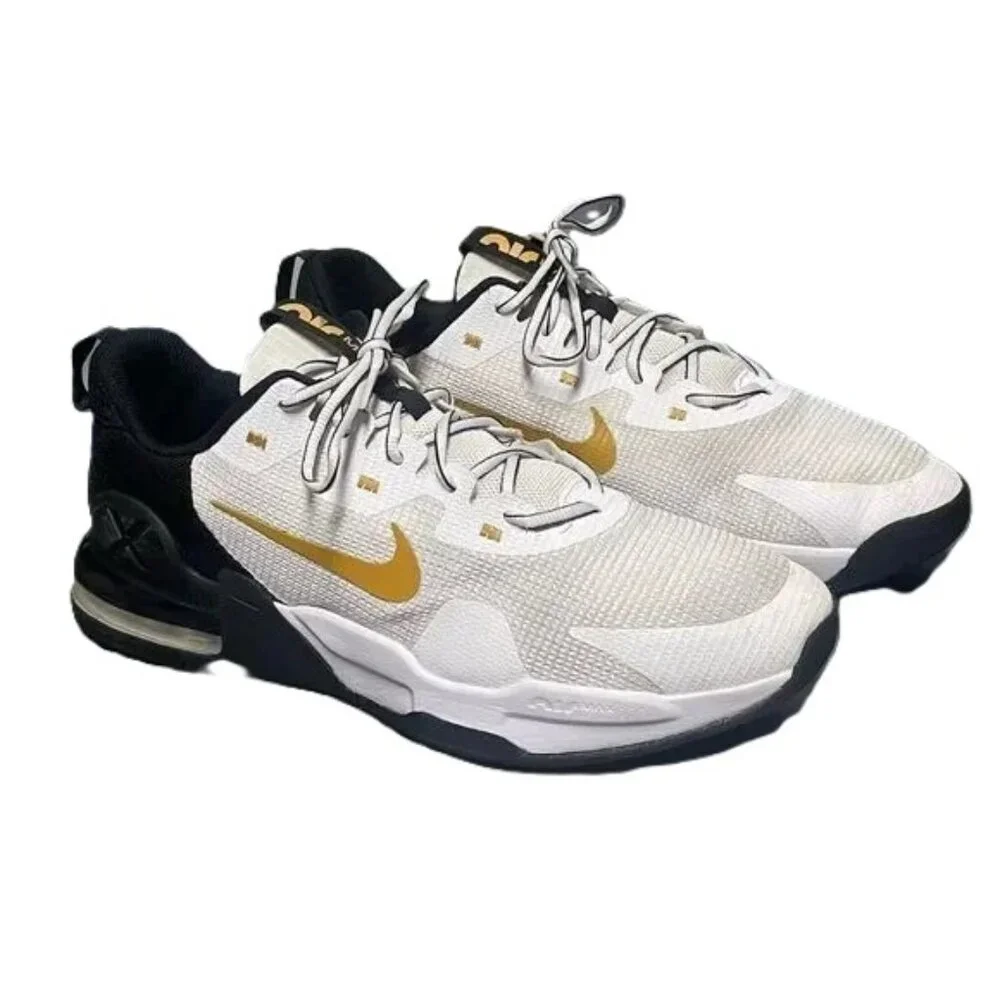 Nike Air Max Alpha Trainer 5 White Black Gold Suede - Picture 2 of 6
